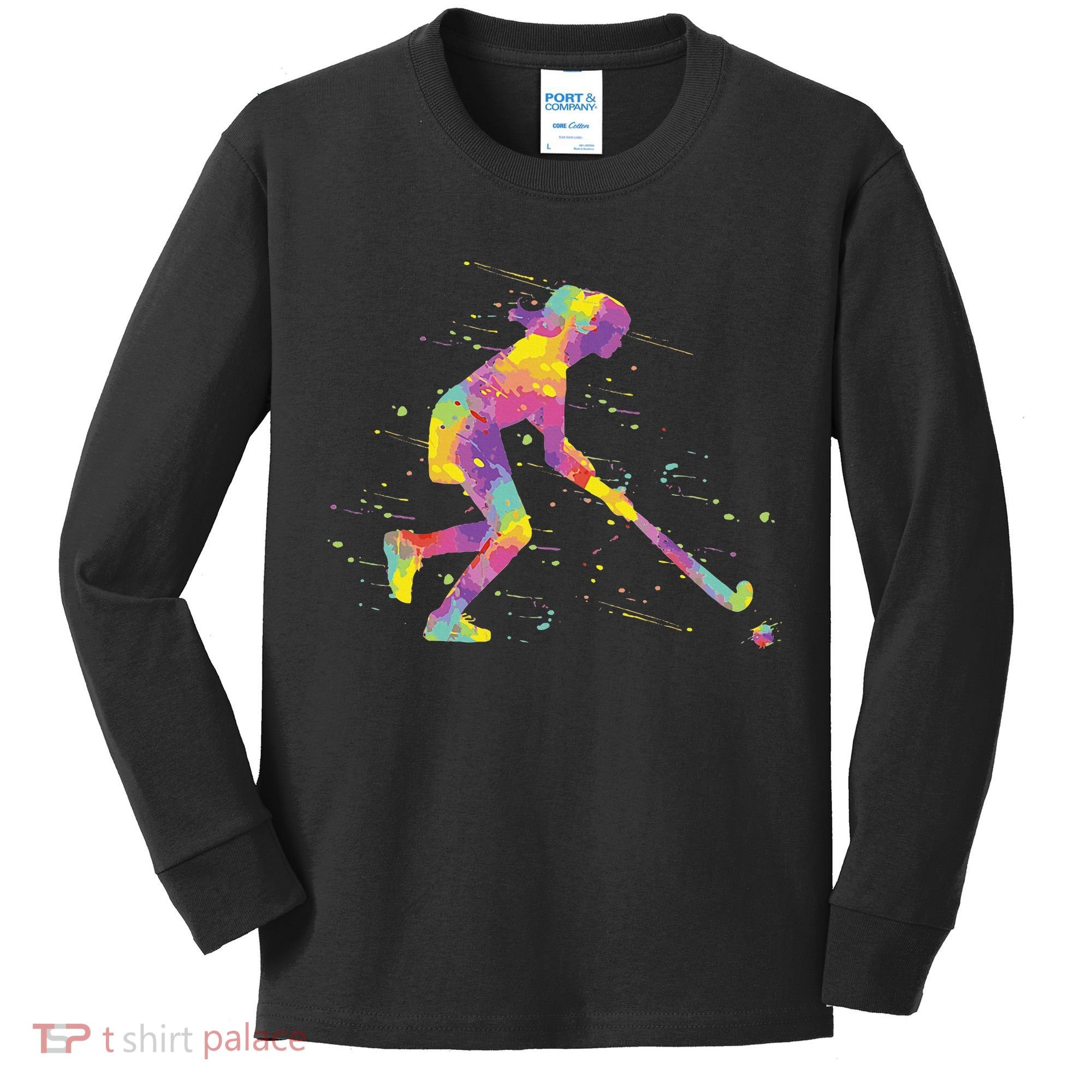 Field Hockey Girl Kids Long Sleeve Shirt