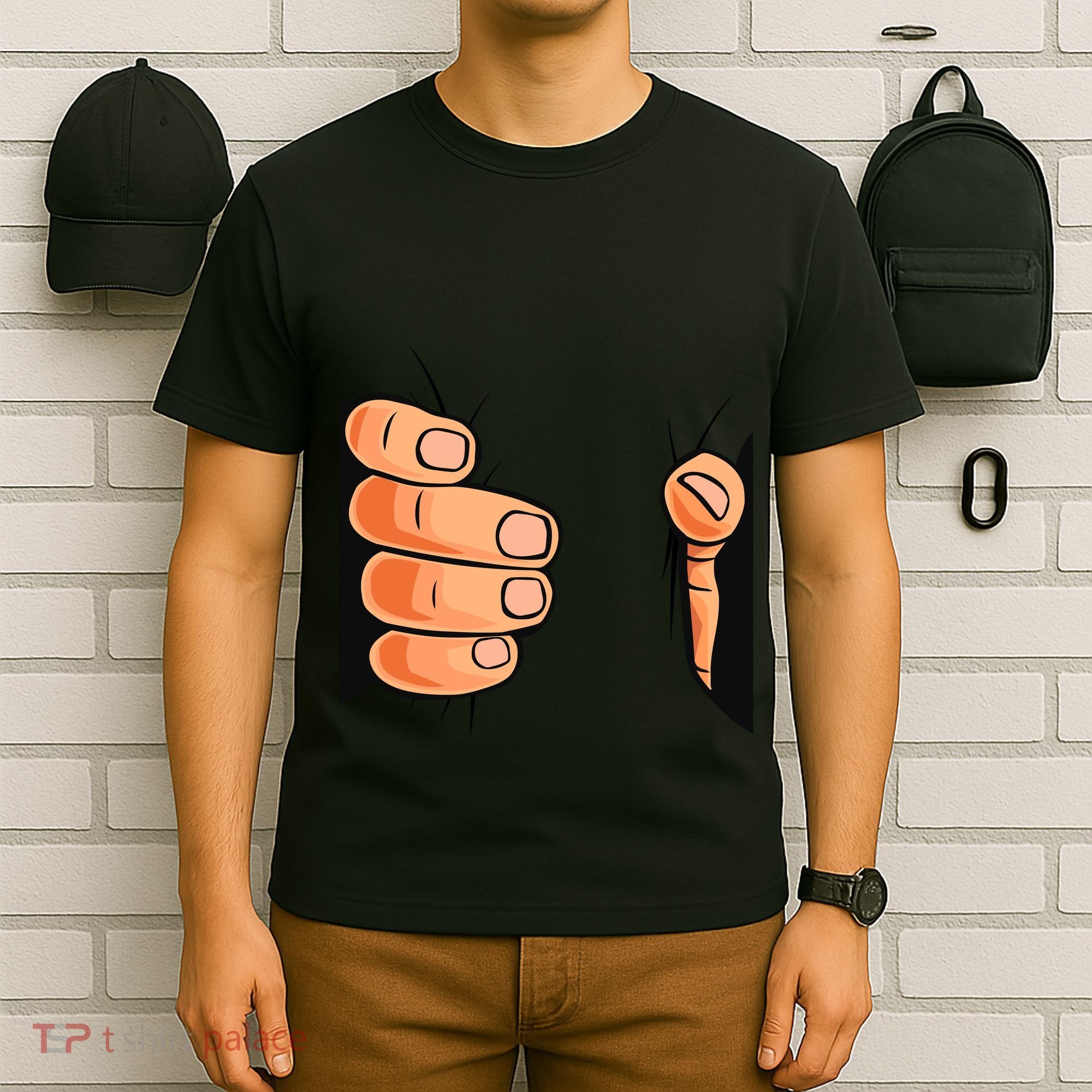 Funny Hand Gripping Optical Illusion T-Shirt