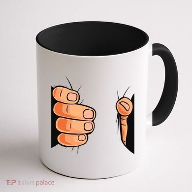 Funny Hand Gripping Optical Illusion Coffee Mug back