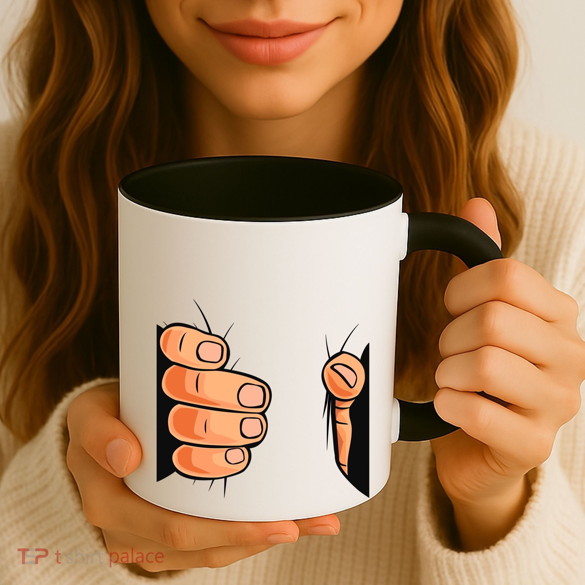 Funny Hand Gripping Optical Illusion Coffee Mug