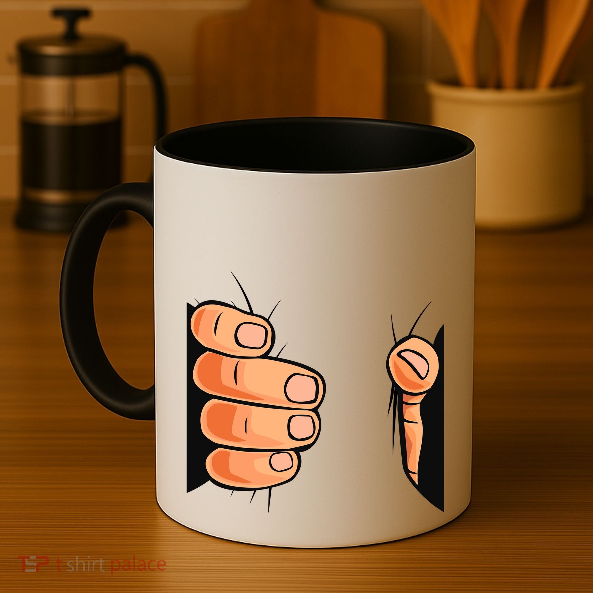 Funny Hand Gripping Optical Illusion Coffee Mug