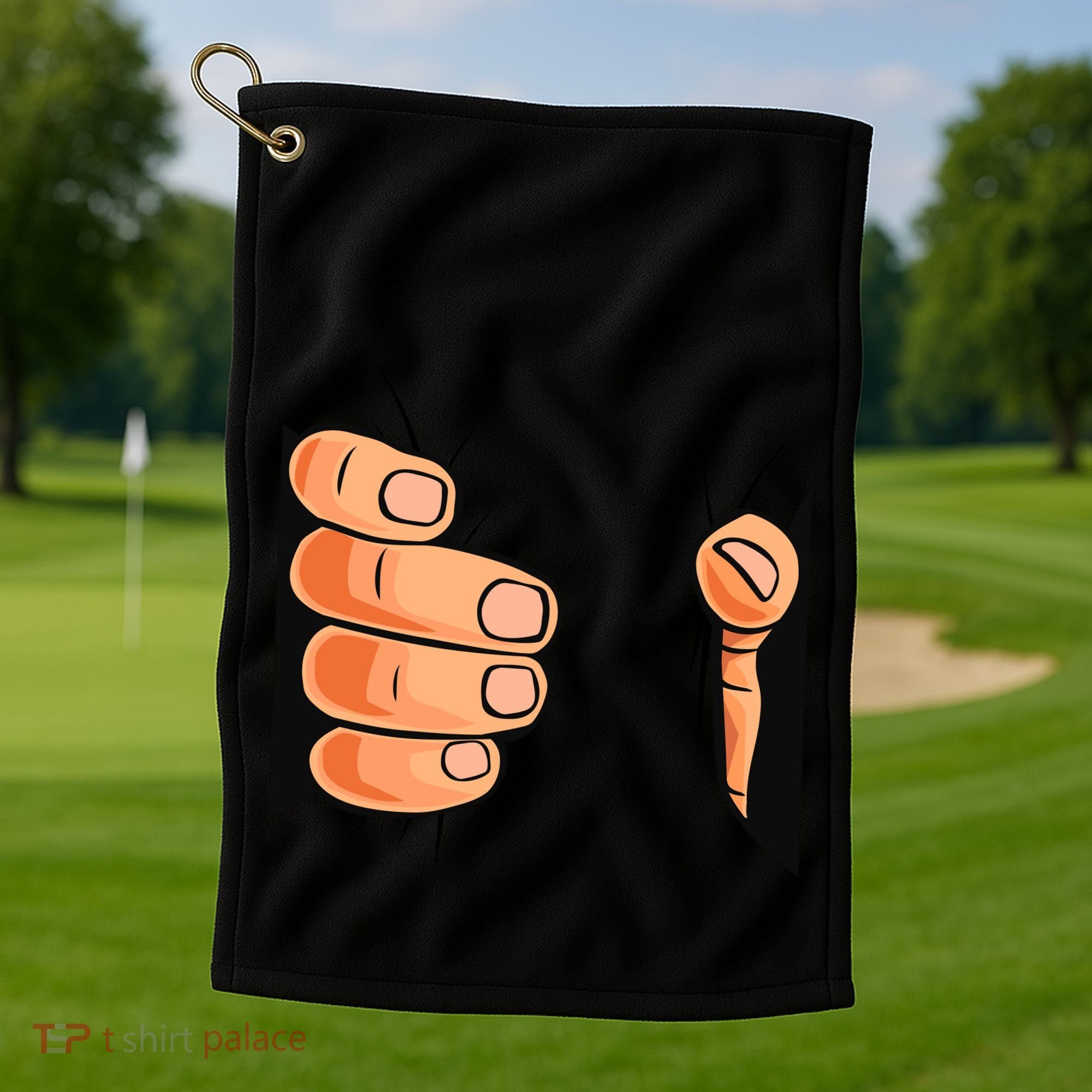 Funny Hand Gripping Optical Illusion Golf Towel