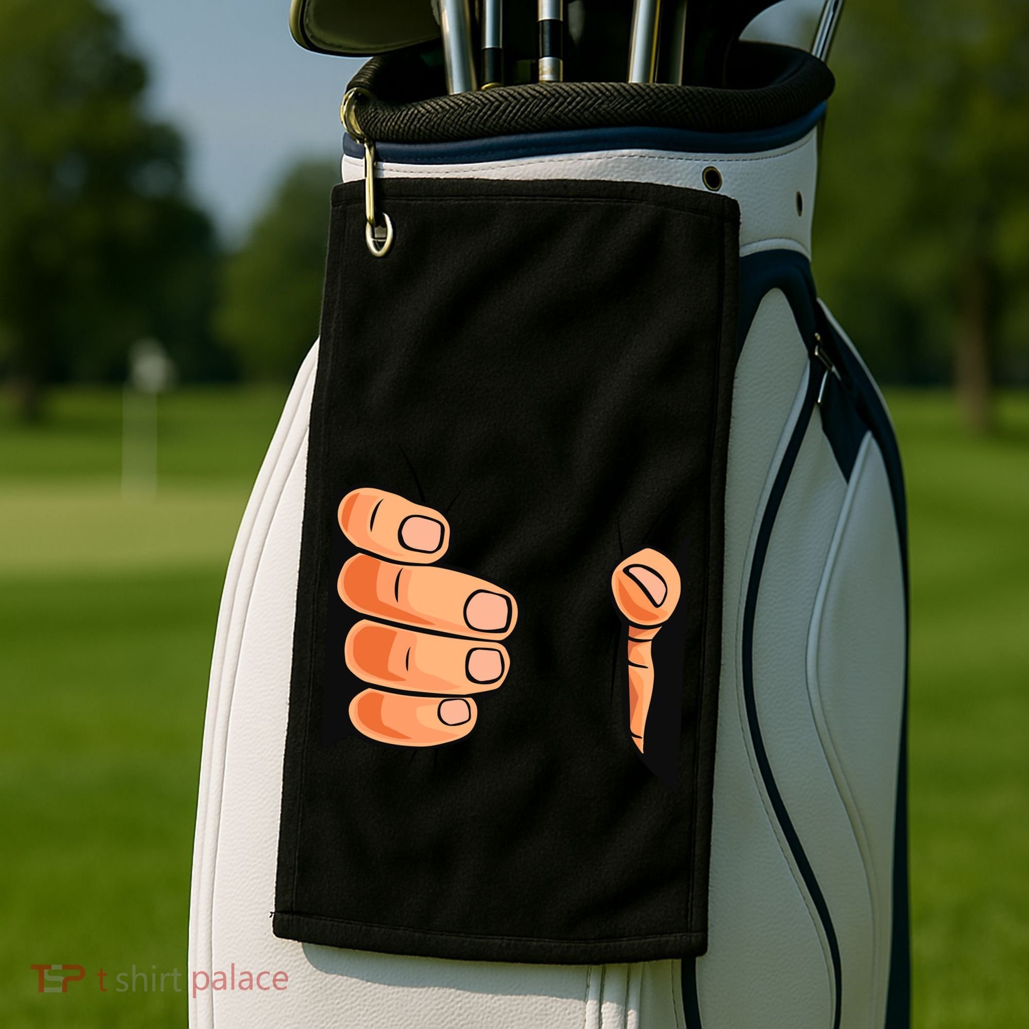 Funny Hand Gripping Optical Illusion Golf Towel