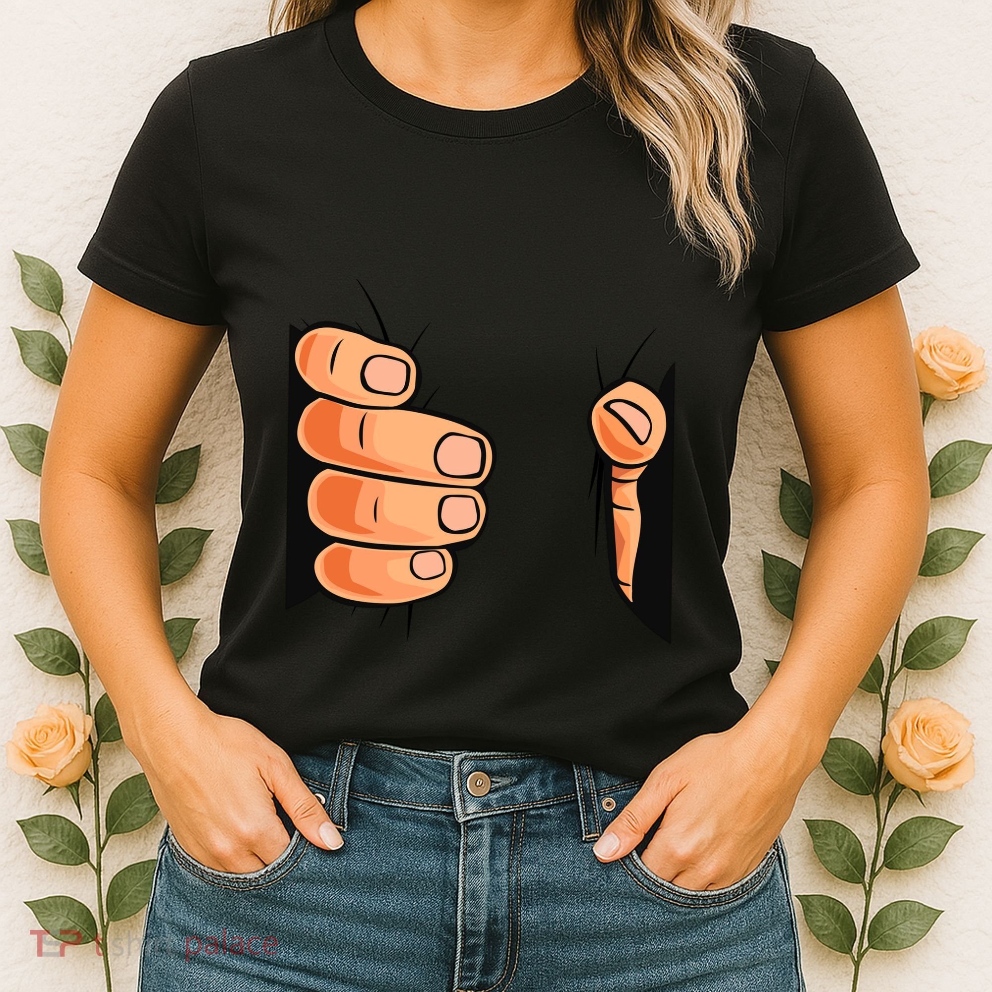 Funny Hand Gripping Optical Illusion Women's T-Shirt
