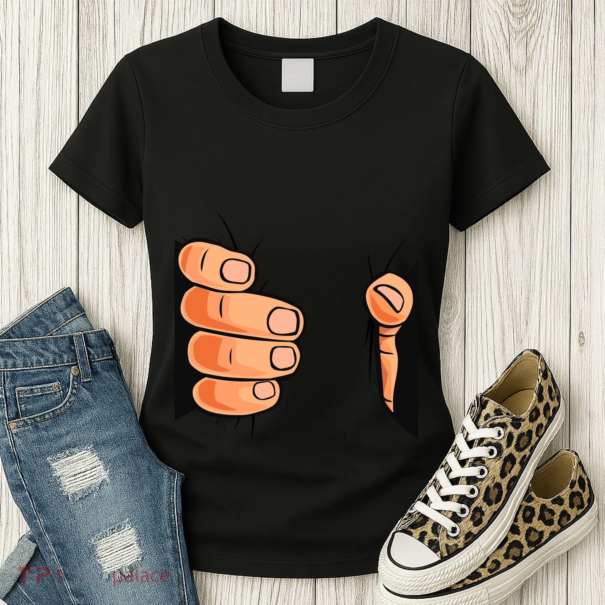 Funny Hand Gripping Optical Illusion Women's T-Shirt