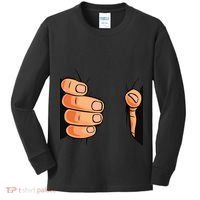 Funny Hand Gripping Optical Illusion Kids Long Sleeve Shirt thumb 0