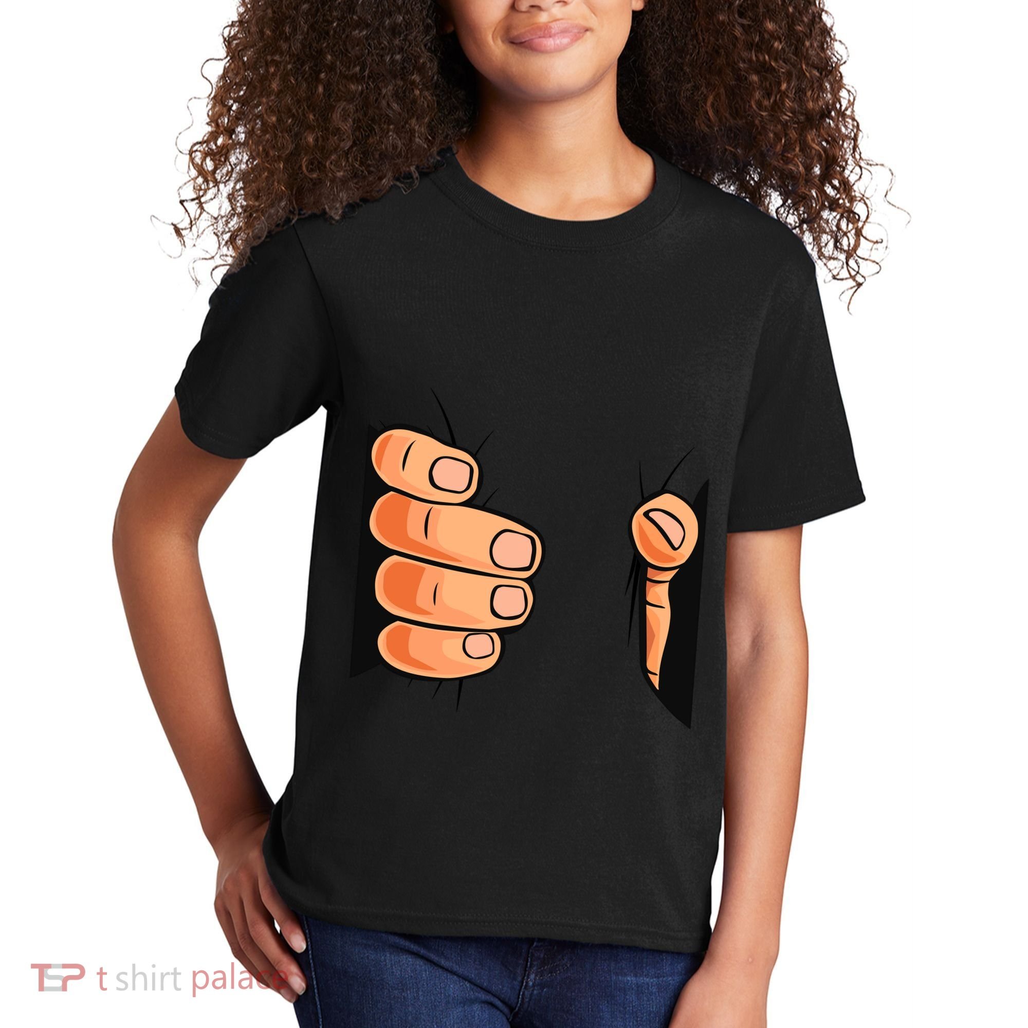 Funny Hand Gripping Optical Illusion Kids T-Shirt
