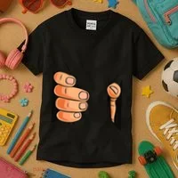 Funny Hand Gripping Optical Illusion Kids T-Shirt thumb 3