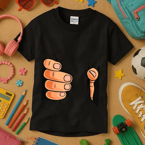 Funny Hand Gripping Optical Illusion Kids T-Shirt