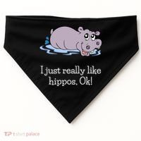 Funny Hippo Gift Just Really Like Hippos Ok! Hippopotamus Cool Gift USA-Made Doggie Bandana thumb 0