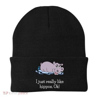 Funny Hippo Gift Just Really Like Hippos Ok! Hippopotamus Cool Gift Beanie