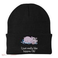Funny Hippo Gift Just Really Like Hippos Ok! Hippopotamus Cool Gift Beanie thumb 0