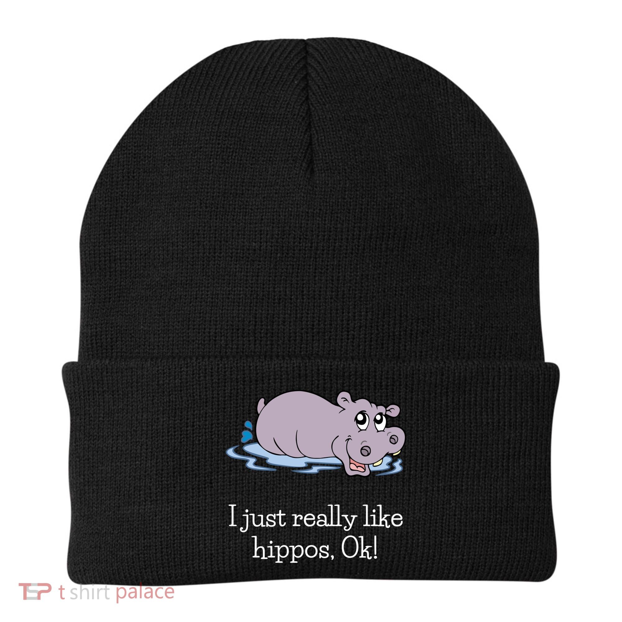 Funny Hippo Gift Just Really Like Hippos Ok! Hippopotamus Cool Gift Beanie
