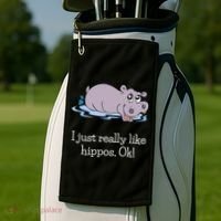Funny Hippo Gift Just Really Like Hippos Ok! Hippopotamus Cool Gift Golf Towel thumb 2