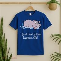 Funny Hippo Gift Just Really Like Hippos Ok! Hippopotamus Cool Gift T-Shirt thumb 2
