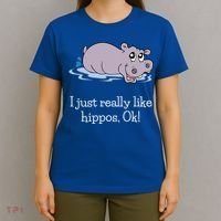 Funny Hippo Gift Just Really Like Hippos Ok! Hippopotamus Cool Gift T-Shirt thumb 4