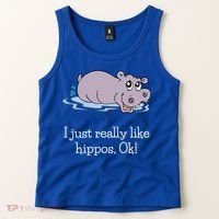 Funny Hippo Gift Just Really Like Hippos Ok! Hippopotamus Cool Gift Tank Top thumb 2