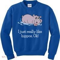 Funny Hippo Gift Just Really Like Hippos Ok! Hippopotamus Cool Gift Kids Sweatshirt thumb 0