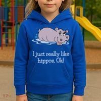 Funny Hippo Gift Just Really Like Hippos Ok! Hippopotamus Cool Gift Kids Hoodie thumb 3