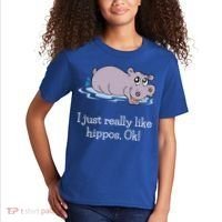 Funny Hippo Gift Just Really Like Hippos Ok! Hippopotamus Cool Gift Kids T-Shirt thumb 2