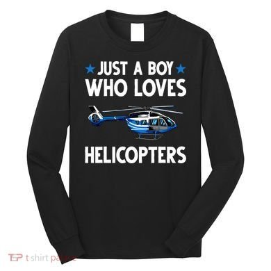 Funny Helicopter Gift Boy Pilot Aviator Long Sleeve Shirt