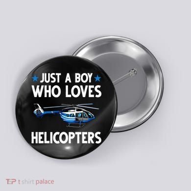 Funny Helicopter Gift Boy Pilot Aviator Button
