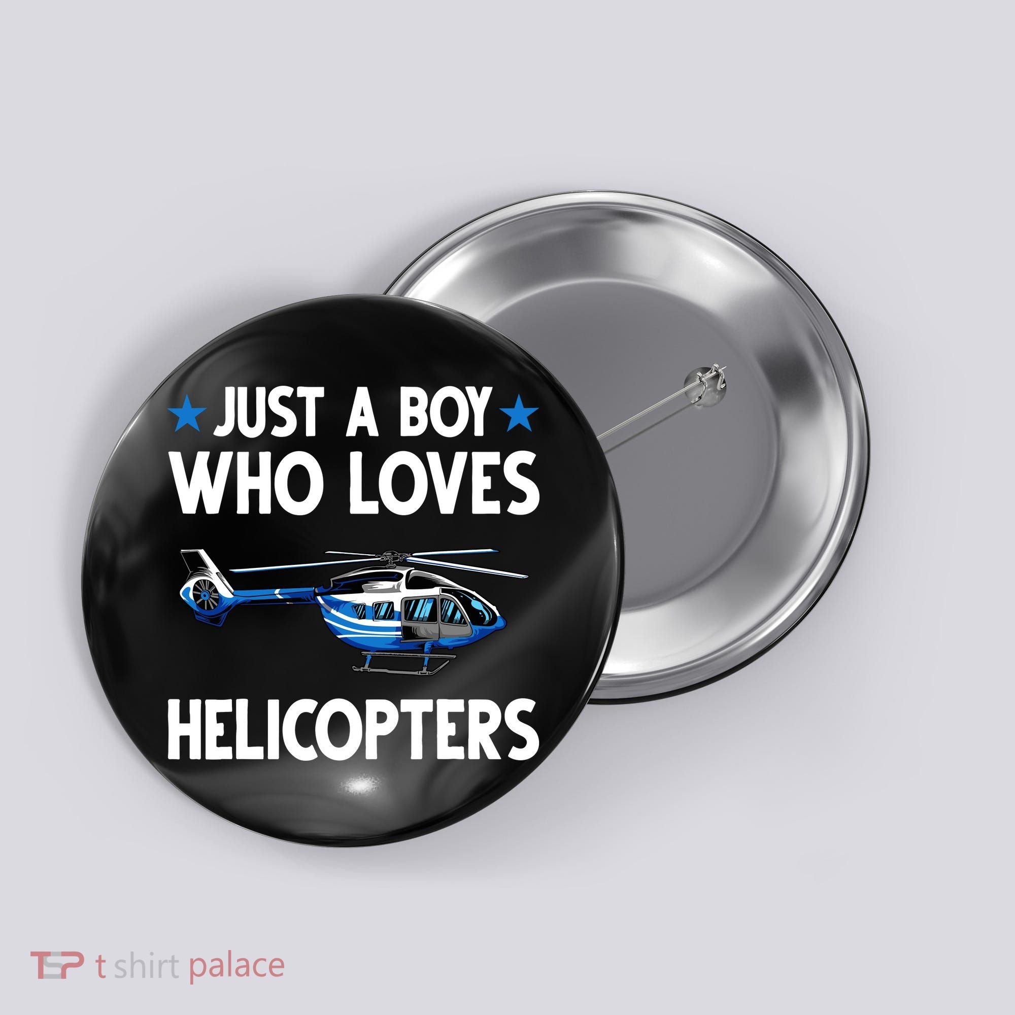 Funny Helicopter Gift Boy Pilot Aviator Button