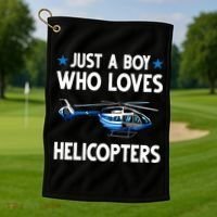 Funny Helicopter Gift Boy Pilot Aviator Golf Towel thumb 1