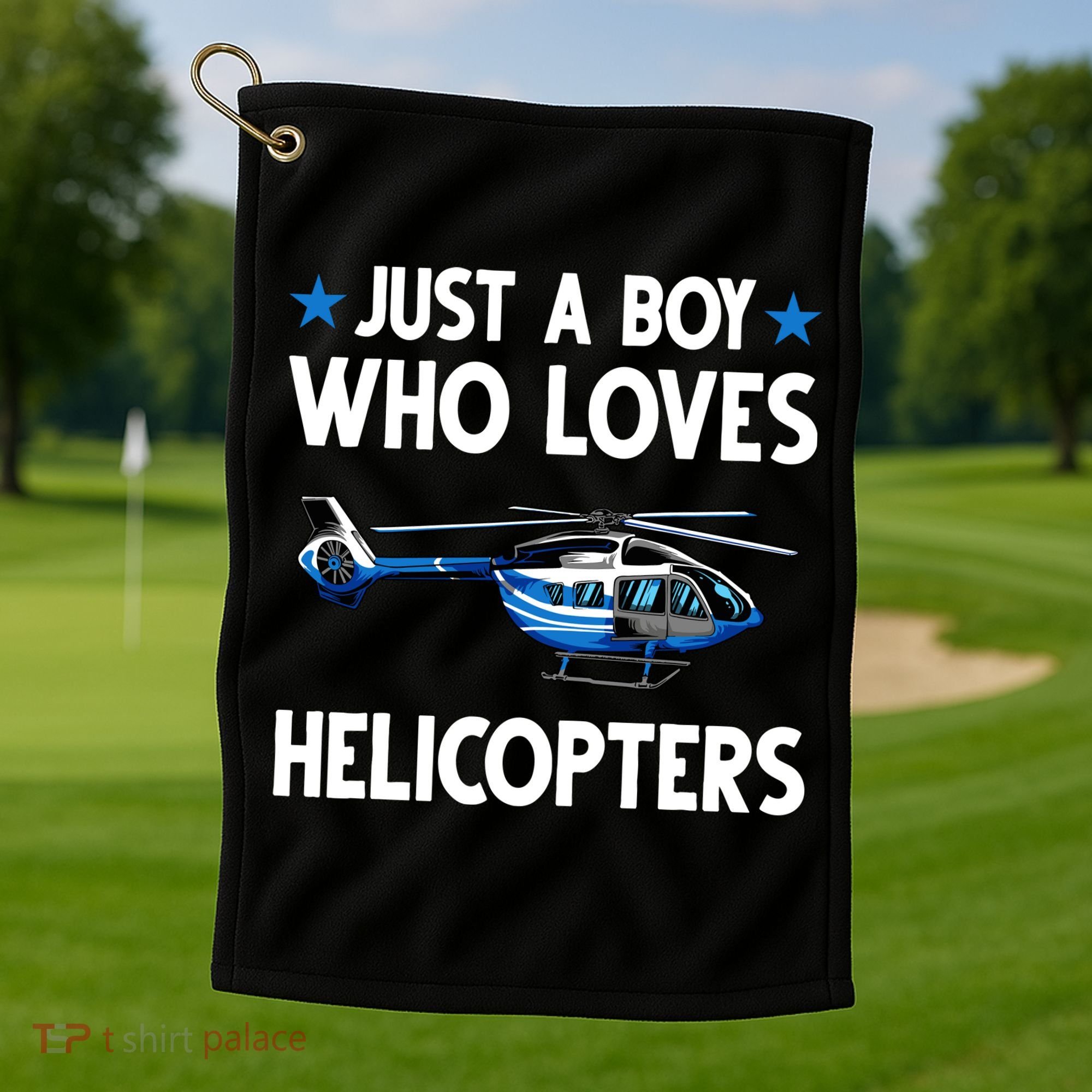 Funny Helicopter Gift Boy Pilot Aviator Golf Towel