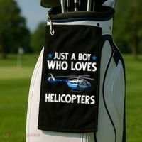 Funny Helicopter Gift Boy Pilot Aviator Golf Towel thumb 2