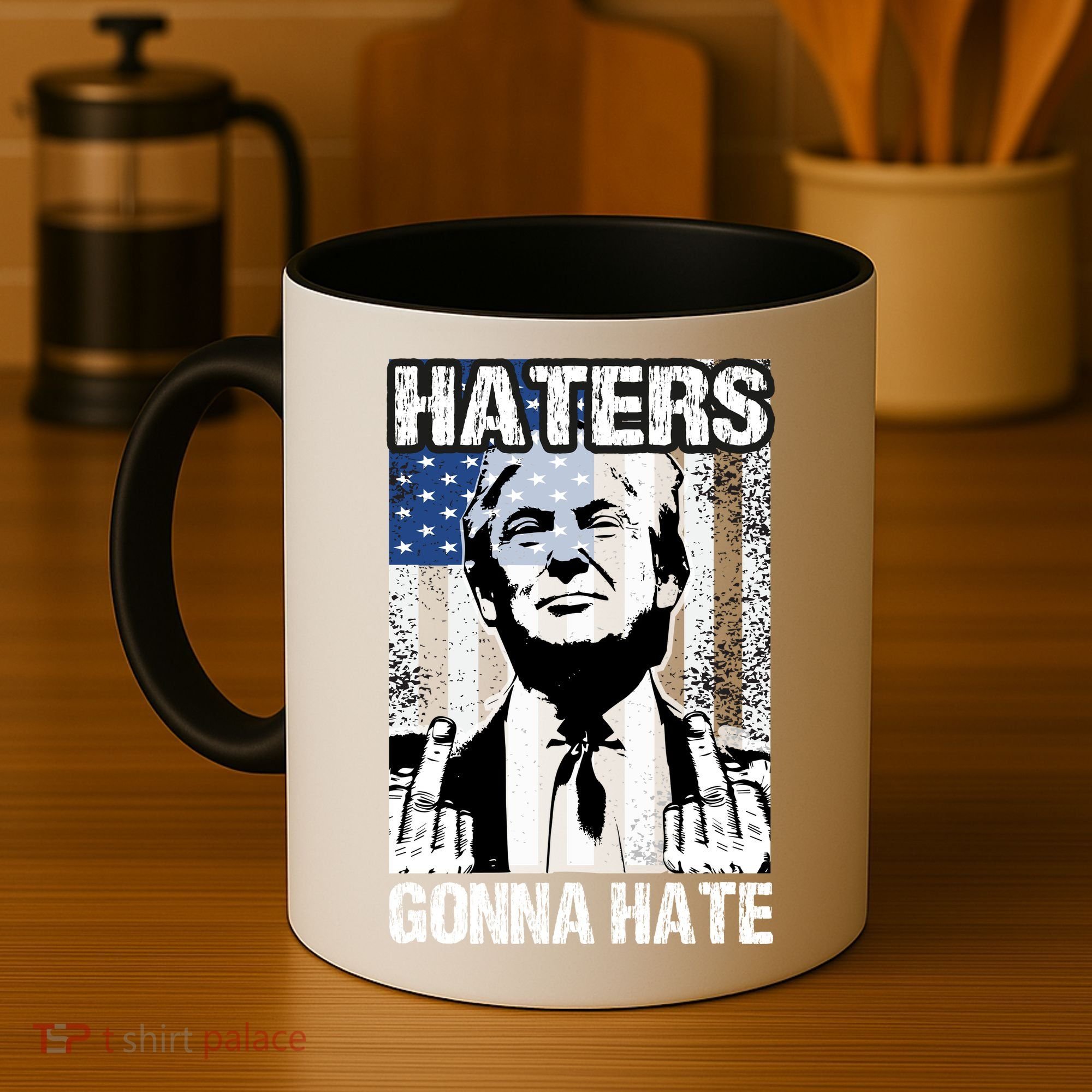 Funny Haters Gonna Hate President Donald Trump Middle Finger Coffee Mug