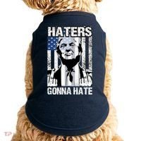 Funny Haters Gonna Hate President Donald Trump Middle Finger Doggie Tank thumb 0