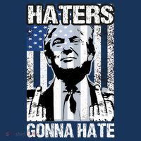 Funny Haters Gonna Hate President Donald Trump Middle Finger Polo thumb 2