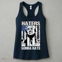 Funny Haters Gonna Hate President Donald Trump Middle Finger Women's Tank Top thumb 3