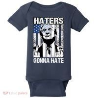Funny Haters Gonna Hate President Donald Trump Middle Finger Baby Bodysuit thumb 0