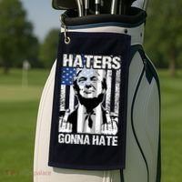 Funny Haters Gonna Hate President Donald Trump Middle Finger Golf Towel thumb 2