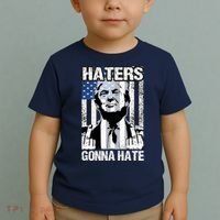 Funny Haters Gonna Hate President Donald Trump Middle Finger Toddler T-Shirt thumb 2