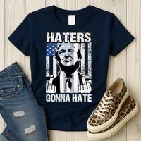 Funny Haters Gonna Hate President Donald Trump Middle Finger Women's T-Shirt thumb 3