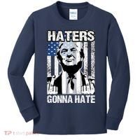 Funny Haters Gonna Hate President Donald Trump Middle Finger Kids Long Sleeve Shirt thumb 0