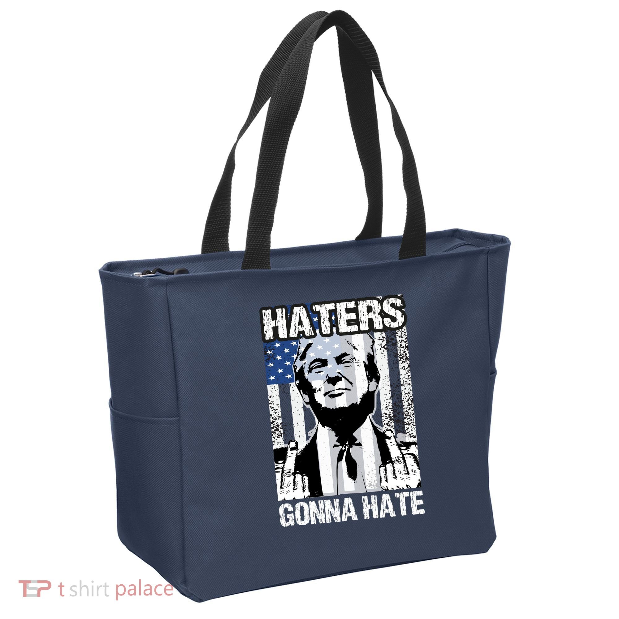 Funny Haters Gonna Hate President Donald Trump Middle Finger Tote Bag