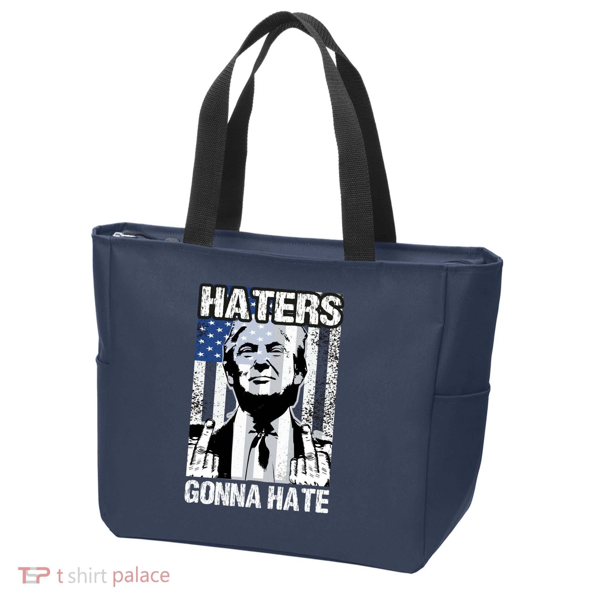 Funny Haters Gonna Hate President Donald Trump Middle Finger Tote Bag