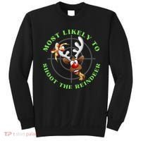 Funny Hunting Gift For Hunter Most Likely To Shoot The Reindeer Sweatshirt thumb 0