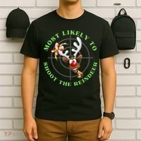 Funny Hunting Gift For Hunter Most Likely To Shoot The Reindeer T-Shirt thumb 6