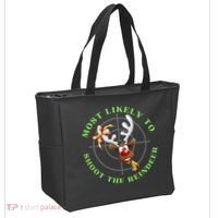 Funny Hunting Gift For Hunter Most Likely To Shoot The Reindeer Tote Bag thumb 2