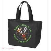 Funny Hunting Gift For Hunter Most Likely To Shoot The Reindeer Tote Bag thumb 3