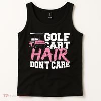 Funny Hair Golf Cart Hair Don't Care Golfing Tank Top thumb 2