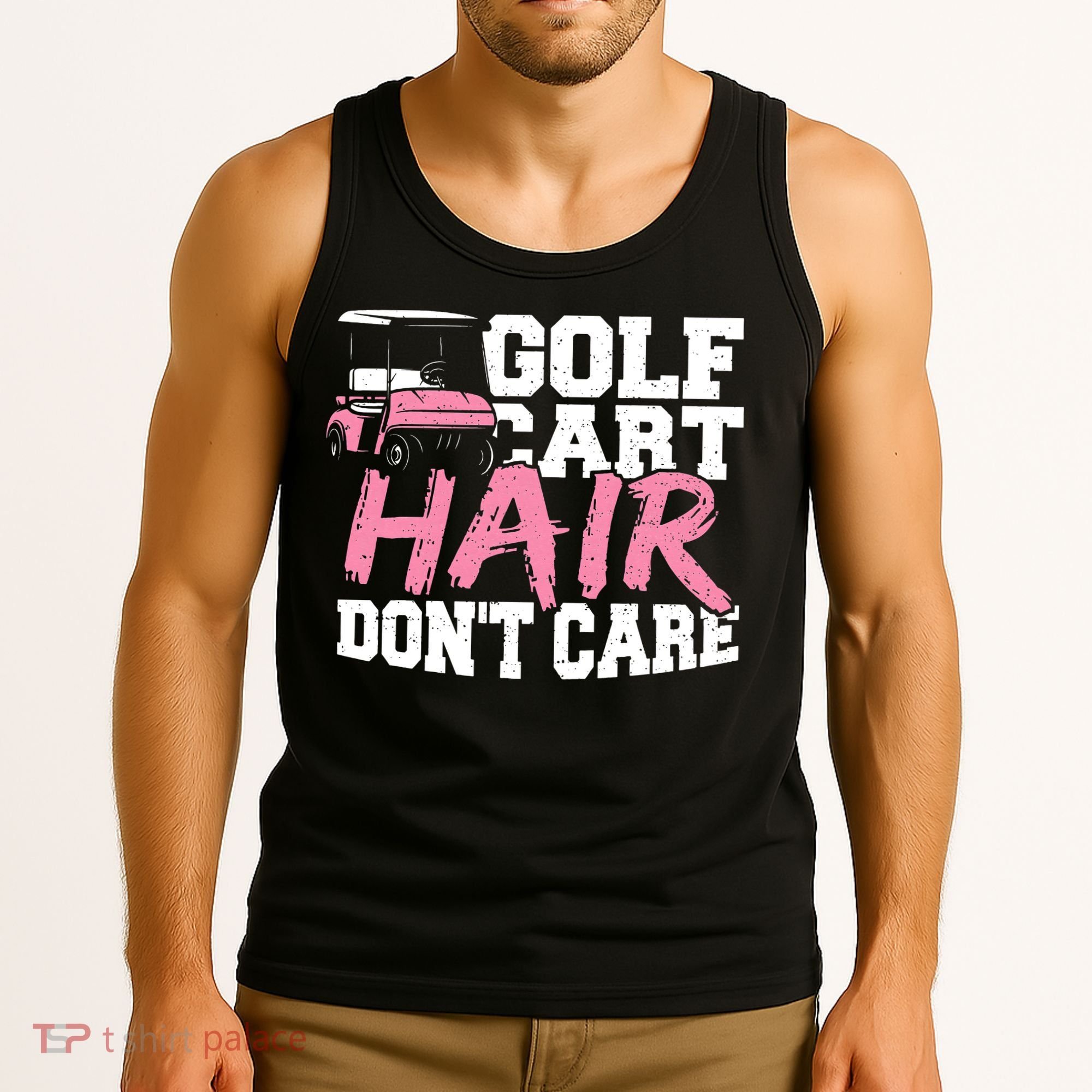 Funny Hair Golf Cart Hair Don't Care Golfing Tank Top