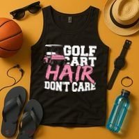 Funny Hair Golf Cart Hair Don't Care Golfing Tank Top thumb 4