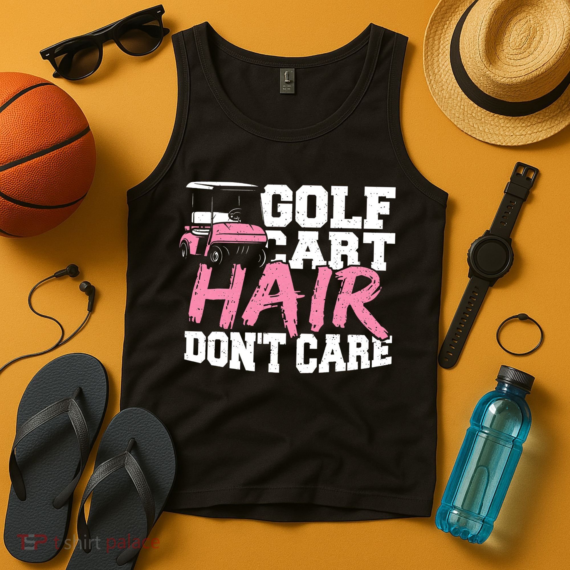 Funny Hair Golf Cart Hair Don't Care Golfing Tank Top