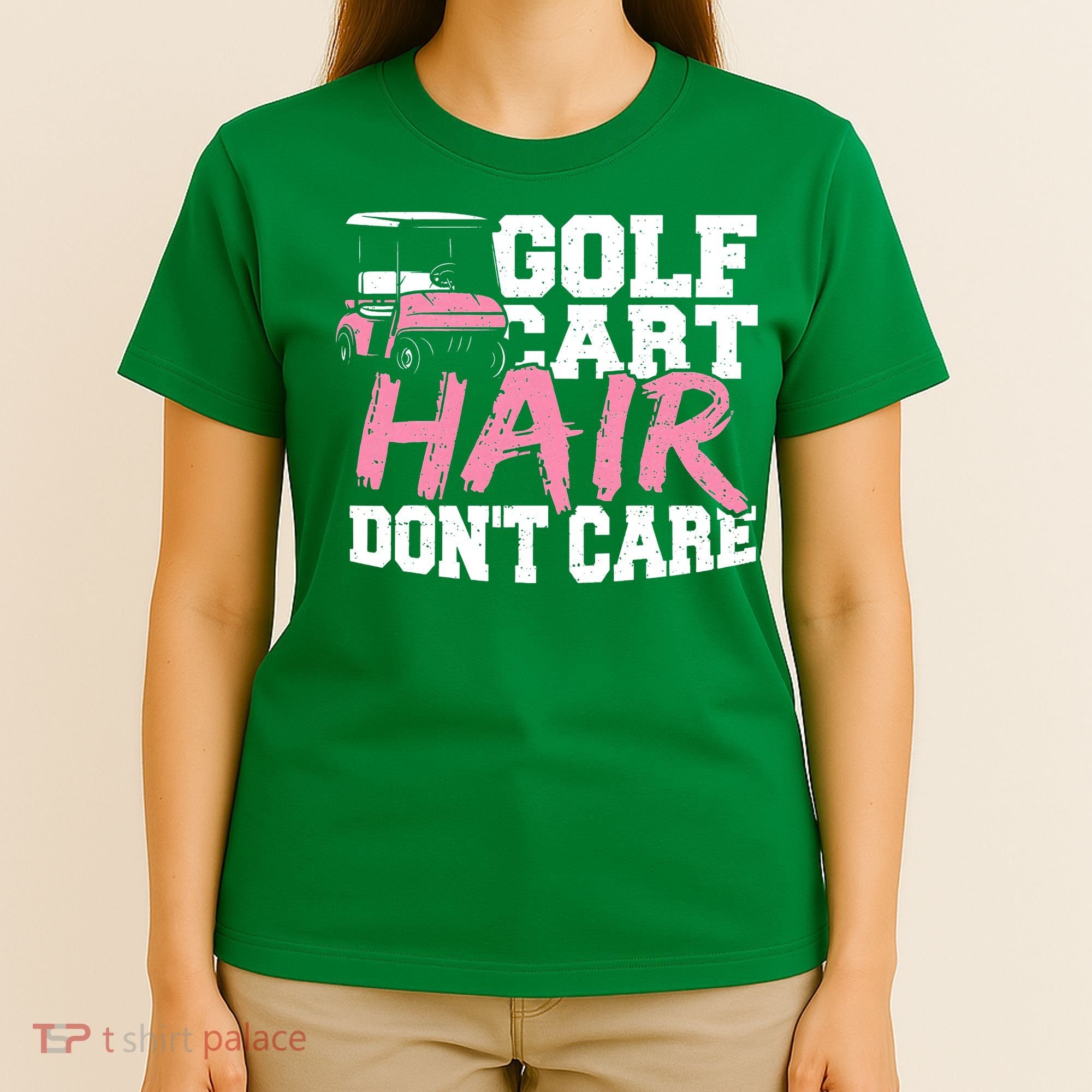 Funny Hair Golf Cart Hair Don't Care Golfing T-Shirt
